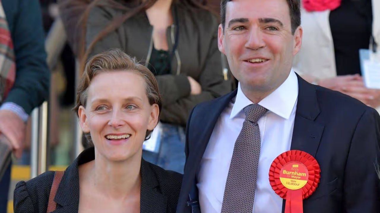 Andy Burnham with his wife, Marie-France van Heel.