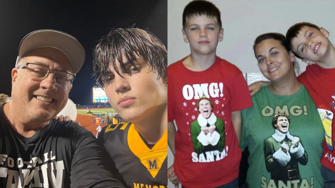 Austin Metcalf with his parents and twin brother.