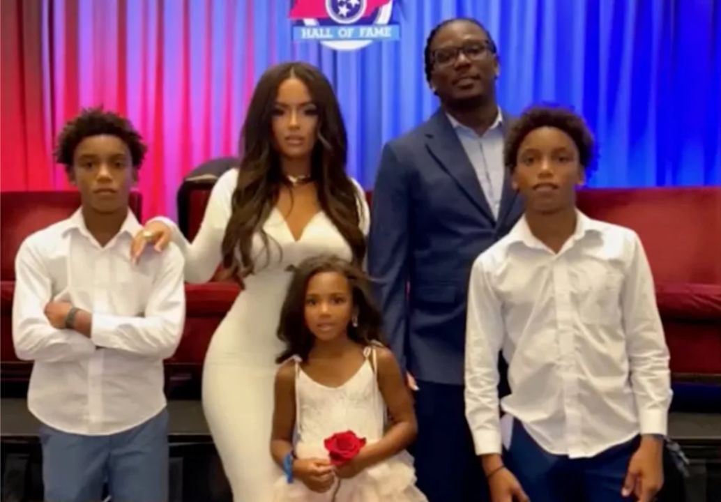 Chris Johnson with his wife and kids.