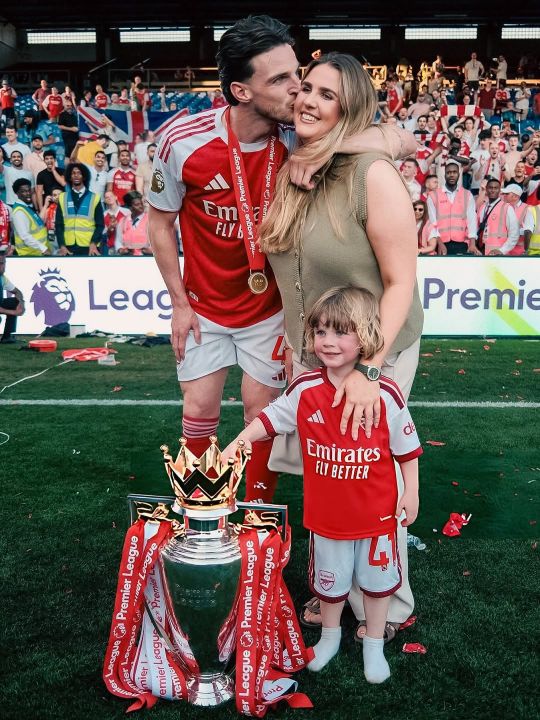 Declan Rice with his soon-to-be wife, Lauren Fryer, and their son, Jude.