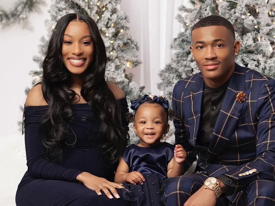 DeVonta Smith with his wife, Mya Danielle.