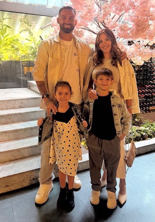 Lucas Trejo with his wife and kids.