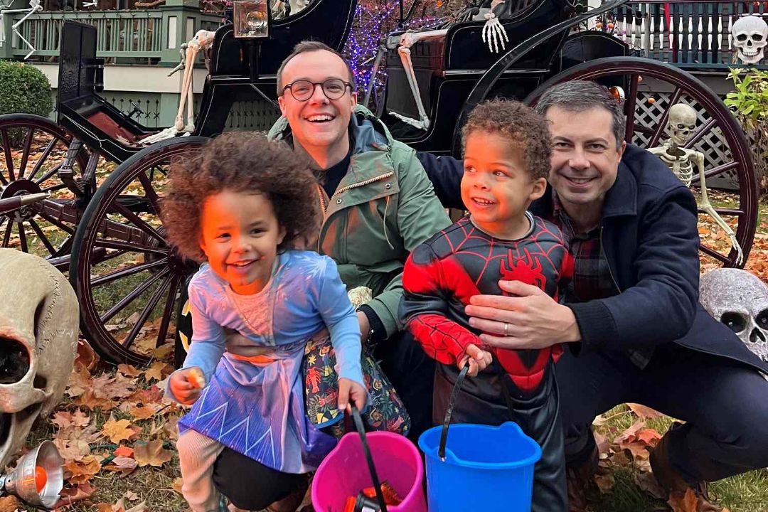 Pete Buttigieg with his husband and kids.