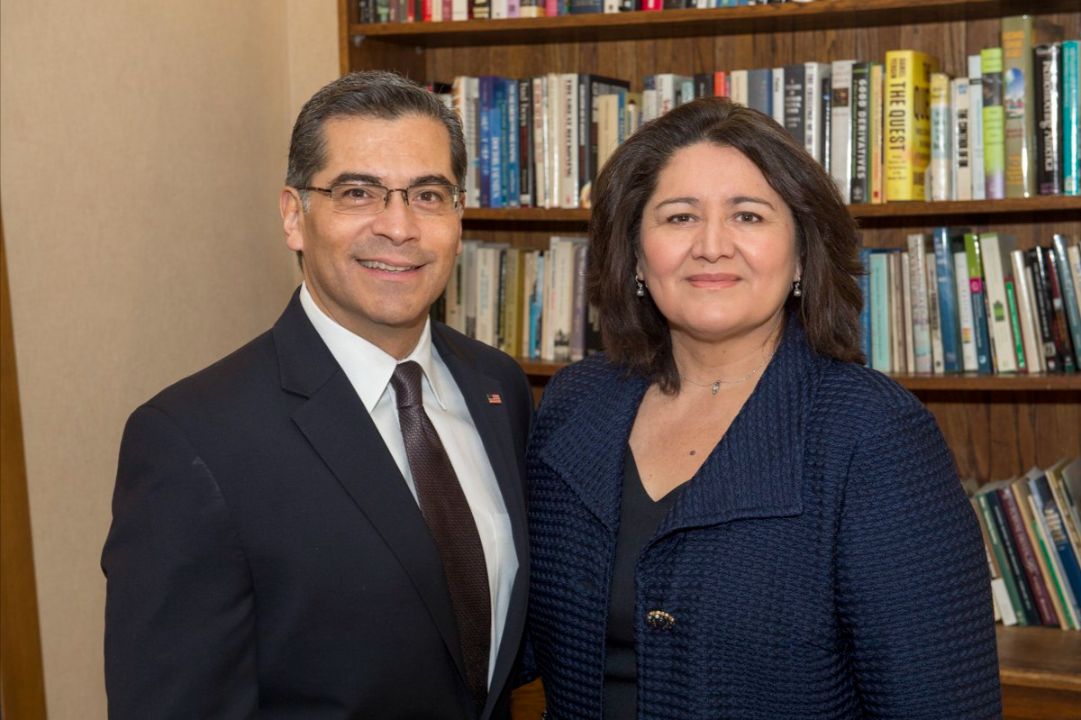 Xavier Becerra with his wife, Dr. Carolina Reyes.