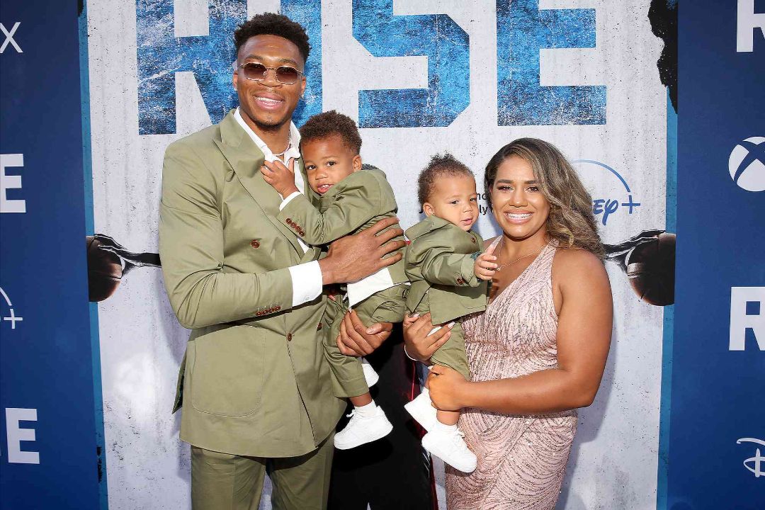 Giannis Antetokounmpo with his wife and kids.