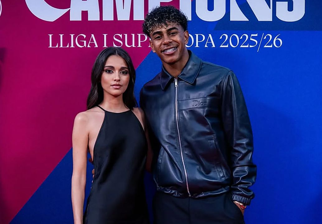 Lamine Yamal with his girlfriend, Inés García.