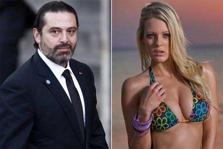 Collage picture of Saad Hariri and Candice van der Merwe.