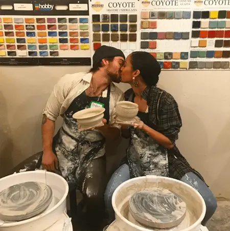 Samantha Logan and Dylan Sprayberry in a pottery class during Valentine's Day.