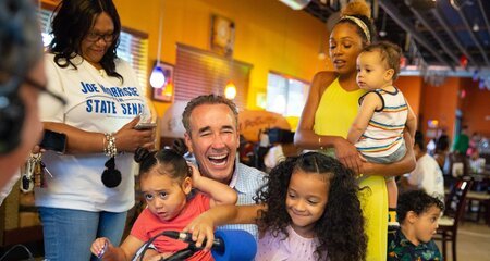 Joe Morrissey with his wife Myrna Pride and kids.