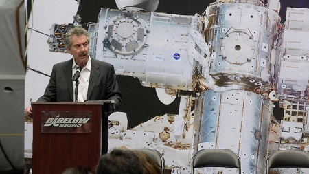 Robert Bigelow during conference for NASA.