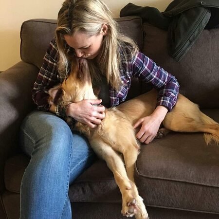 Utopia Falls Authority Phydra actress Kate Drummond with her pet dog named Zelda.