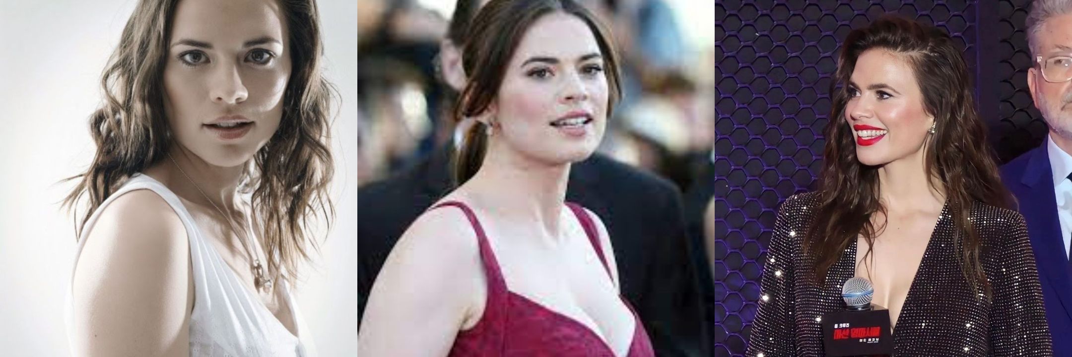 Hayley Atwell's pictures of before breast enlargement and after reduction. celebsindepth.com