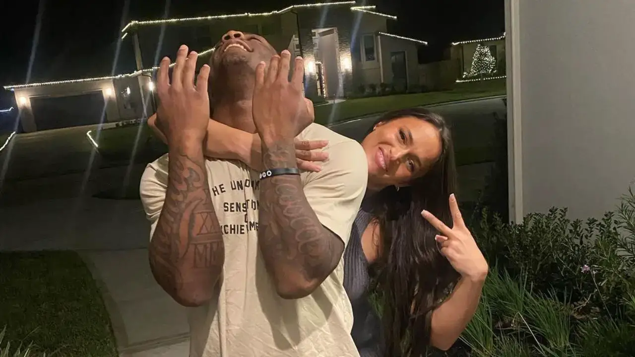 Jalen Milroe and his girlfriend, Hannah Rimkus. celebsindepth.com