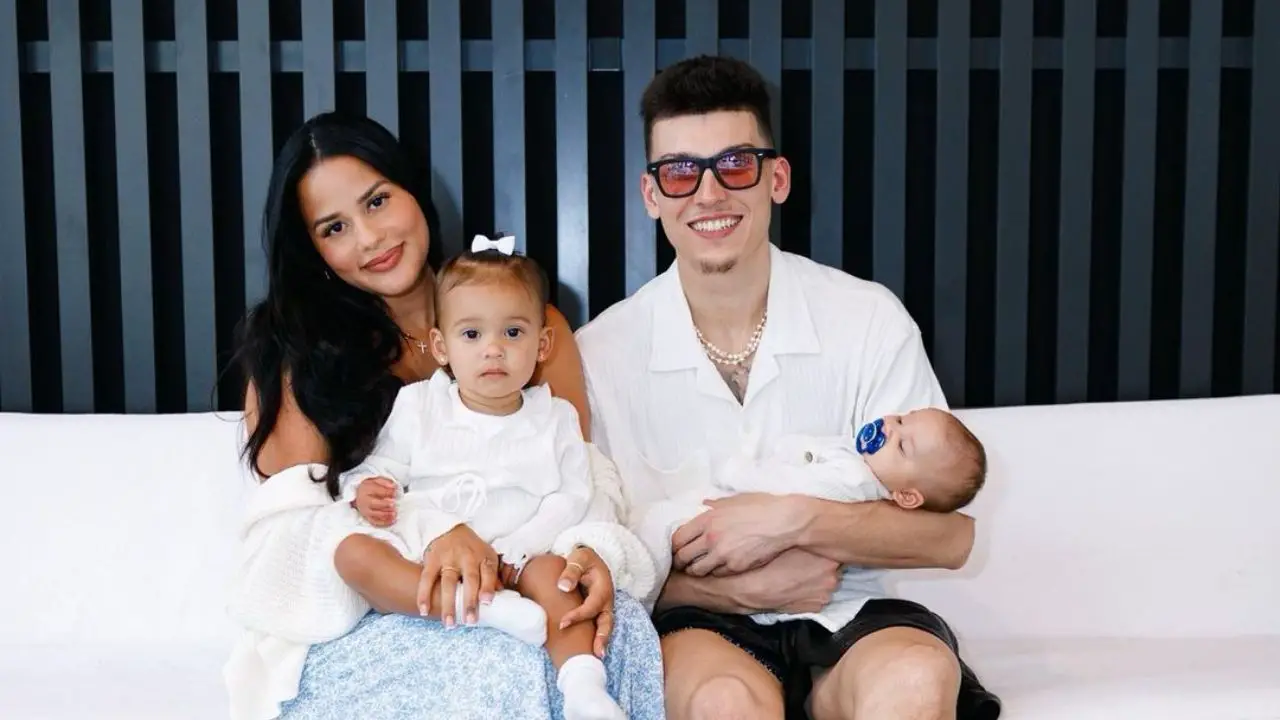 Tyler Herro and Katya Elise Henry with their babies.