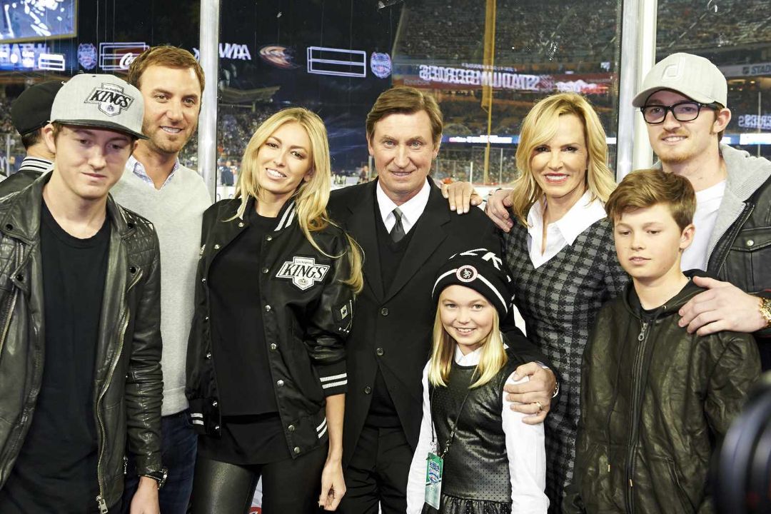 Hockey legend Wayne Gretzky and actress wife Janet Jones, married since '88, raised 5 athlete children and still cheer each other on like newlyweds.
