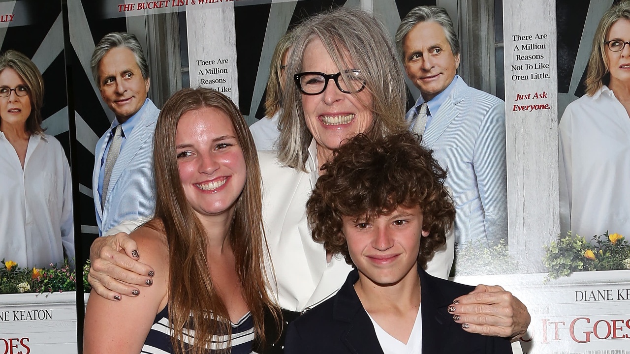 Diane Keaton with her two adopted children.