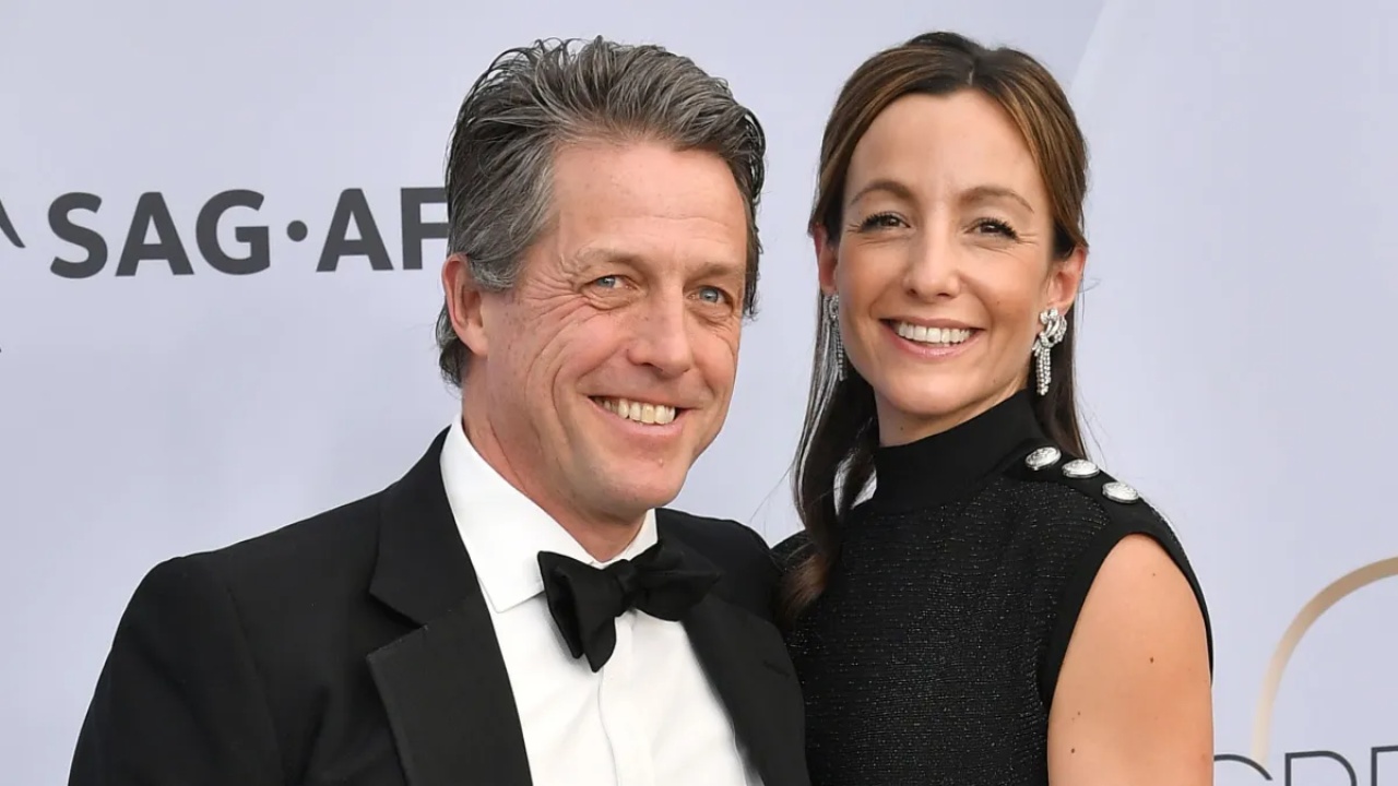 Hugh Grant with his wife, Anna Elisabet Eberstein.